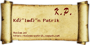 Kálmán Patrik névjegykártya